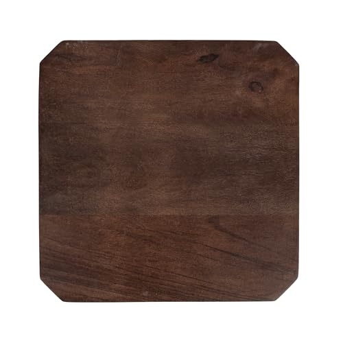 Kate and Laurel Talcott Modern Square Wood Drink Table, 12 x 12 x 28, Dark Brown, Transitional Decorative Two-Tier Pedestal Table for Use as Plant Stand Indoors or Living Room Decor Accent