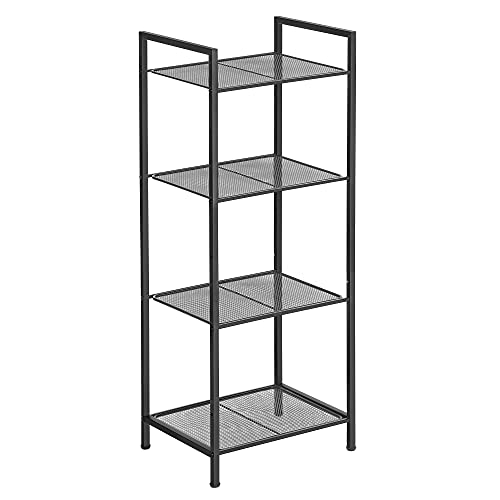 SONGMICS 4-Tier Storage Rack, Bathroom Shelf, Extendable Plant Stand with Adjustable Shelf, for Bathroom, Living Room, Balcony, Kitchen, Black UBSC034B01 - color: Black, size: 4 Tiers