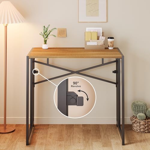 Lutown-Teen Narrow Folding Computer Desk 35 inch, Writing Gaming Computer Camping Desk, Espresso - color: Espresso, size: 35 Inch