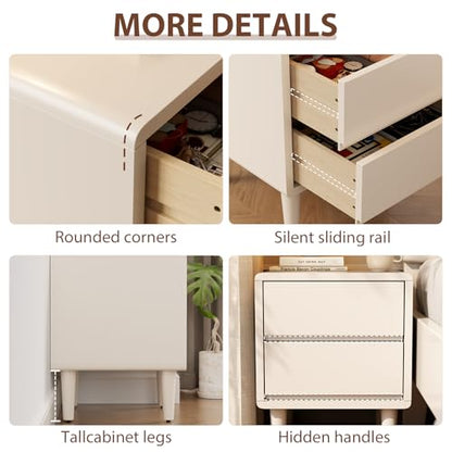 Tall Nightstand White Night Stand with 3 Drawers Mid Century Modern Nightstand with Storage,Solid Wood Night Stand,Small Bedside Table for Bedroom,Living Room,Office,White Bedside Table - color: White, style: 3 drawers