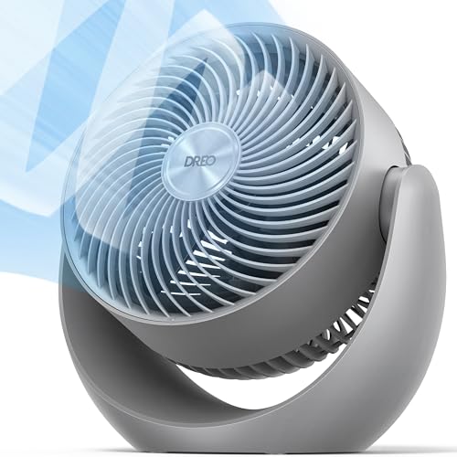 DREO Fan for Bedroom, Table Air Circulator for Whole Room, 11 Inch, 60ft Strong Airflow, 120° adjustable tilt, 20db Low Noise, Quiet, 3 Speeds, Desk Fan for Home,Office, Kitchen - color: Grey