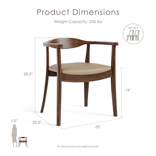 Furniture of America Nazaen I Mid-Century Modern Solid Wood 245-inch Side Chairs Set of 2 with Arm Rest, Semi-Handmade, Upholstered Seating for Home Kitchen, Dining Room, Rich Walnut - color: Rich Walnut, size: Style 1