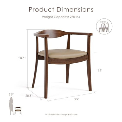 Furniture of America Nazaen I Mid-Century Modern Solid Wood 245-inch Side Chairs Set of 2 with Arm Rest, Semi-Handmade, Upholstered Seating for Home Kitchen, Dining Room, Rich Walnut - color: Rich Walnut, size: Style 1