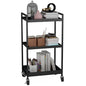 3-Tier Metal Utility Rolling Cart, Heavy Duty Multifunction Rectangular Cart with Lockable Casters, Easy to Assemble, Suitable for Office, Bathroom, Kitchen - Black - color: Black, size: 31.2"H