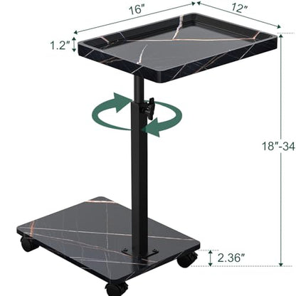 C Table End Table Adjustable Height, 360°Swivel TV Tray Table for Small Spaces, Couch Tables That slide under, C Shaped Side Tables living room and bedroom for Sofa, Bed,Chair, Snack (1, Black) - color: Black