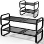 2 Tier Shoe Rack - Expandable Shoe Organizer for Closet, Adjustable Metal Shoe Shelf Storage, Stackable Long Shoe Stand Holder for Garage, Entryway, Door Entrance - size: 2 Tier