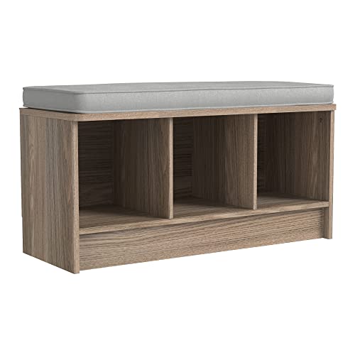 ClosetMaid 3258 Cubeicals 3-Cube Storage Bench, Natural Gray with Gray Cushion - color: Natural Gray With Gray Cushion