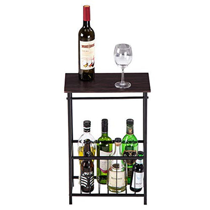 Side Coffee End Table,Multifunctional Bathroom Table,Bathroom Free Standing Floor Storage Side Corner Table Shelf with Toilet Paper Holder Stand and Magazine Rack,Metal Frame & Wood Top,Dark Brown