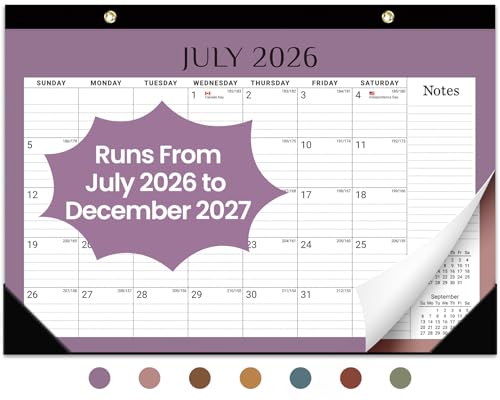 Desk Calendar 2026-2027, 18-Month Calendar Runs from July 2026 to December 2027, Large 17" x 12" Monthly Desktop & Wall Calendar for Home & Office - Boho Colors - color: e-Boho Colors, size: Jul 2026 – Dec 2027