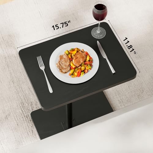 TV Trays for Eating on Couch - Height Adjustable C Shaped End Table with 360° Swivel, Slide Under Sofa Side Table for Small Spaces, Snack Table for Bed Chair Living Room Bedroom Laptop, Black - color: Black