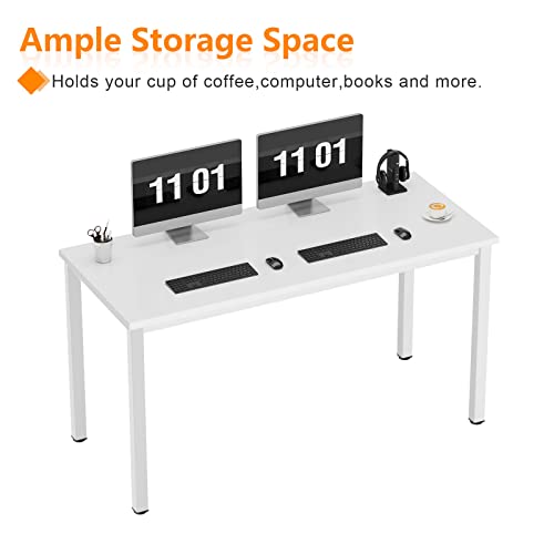 Need 55 Inch Large Computer Desk - Modern Simple Style Home Office Gaming Desk, Basic Writing Table for Study Student, White Metal Frame, White - color: White, size: 55 inches