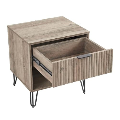 BROVAVE Sturdy Metal Legs Bedside Stand, Nightstand with Textured Drawer, Accent Table for Bedroom for Indoor use, Grey - color: Grey