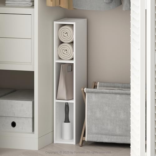 Furinno Reed 3-Tier Closet Organizers and Storage, Closet Organizer, Open Shelf Closet Storage, for Wardrobe, Bedroom, Living Room, 6-Inch Width, White - color: White, size: 3-Tier; 5.9" W