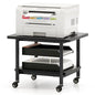 GOFLAME Under Desk Printer Stand, 2-Tier Mobile Printer Table with Storage Shelf, Metal Frame, Rolling Printer Cart Holder Storage Rack with Lockable Wheels for Home Office, Black - color: Black