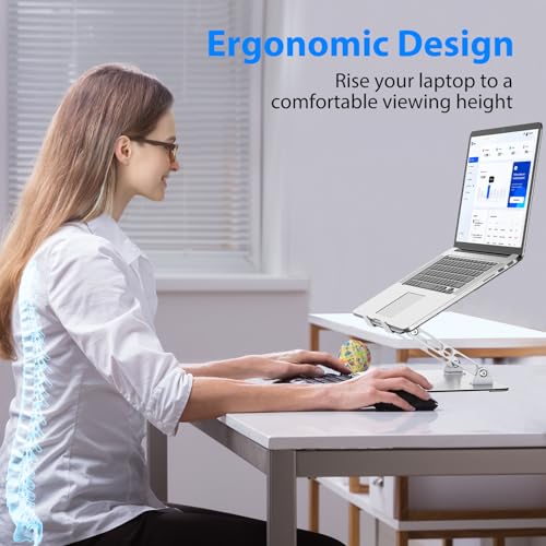 Laptop Stand for Desk, Adjustable Laptop Riser Holder | Metal Foldable Computer Stand Portable Notebook Mount, Ventilated Cooling Tablet Stand Compatible with 10-15.6” Laptops