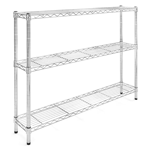 Shelving Inc. 8" d x 48" w Chrome Wire Shelving with 3 Tier Shelves, Weight Capacity 800lbs Per Shelf - size: 8" d x 48" w x 34" h