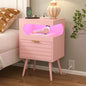 Veegle Nightstand,Modern Bedside Table with Storage Drawer and Open Wood Shelf, Accent Night Stand with Solid Wood Legs for Living Room, Bedroom and Small Spaces,Easy Assembly (Pink-1) - color: Pink-1