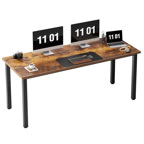 Need 63 Inch Large Computer Desk, Ample Legroom, Rustic Top, Metal Frame | Home Office Desk, Basic Sturdy Writing Table, Adjustable Feet, Water-Resistant, Dorms & Bedrooms, Easy Assembly, Game & Study - color: Rustic Brown, size: 63 inches