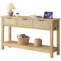 Luoxiao Entryway Table with Outlets & USB-C, 3 Drawers Rattan Console Table | Narrow Entry Table with Open Shelf, Anti-Tip, Easy Assembly, Boho Front Entrance Hallway Foyer Storage, 47 Inch, Natural Wood - color: Wood