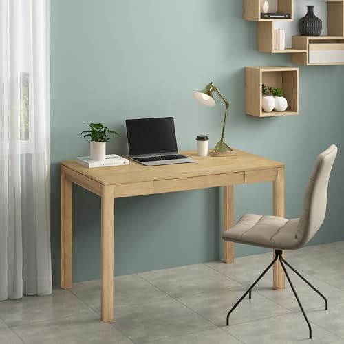 NTC Flow Modern Wooden Rectangle Desk Table with Hidden Drawer – Waterproof & Heat Resistant - Sand - color: Sand, size: 47 Inch, style: Desk