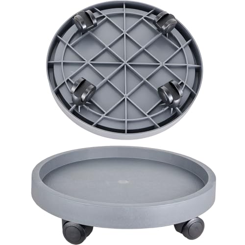 Doseno Plant Caddy with Wheels, 2 Pack 12.8 in Rolling Plant Stands, Gray | Heavy-duty plant dolly with wheels supports 200 lb; 4 swivel casters move large pots across indoor floors and outdoor patios - color: Grey