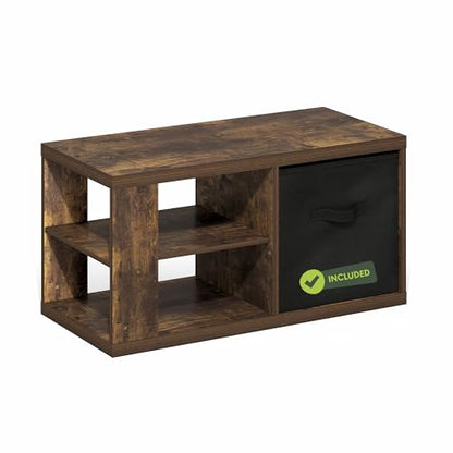 3-Tier Modern Coffee Table with 1.2 Thick Tabletop, Side Table with Open Shelf and Storage Bin, Coffee Table, for Bedroom, Living Room, Home Office, Amber Pine - color: Amber Pine/Black