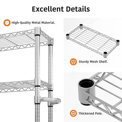 Garvee 5-Tier Storage Shelves Heavy Duty Metal Wire Rack Shelving, 1100 LBS Capacity Rolling Storage Rack with Wheels, for Living Room Pantry Kitchen Bedroom Organization - size: 61"H x 23.6"W x 11.8"D