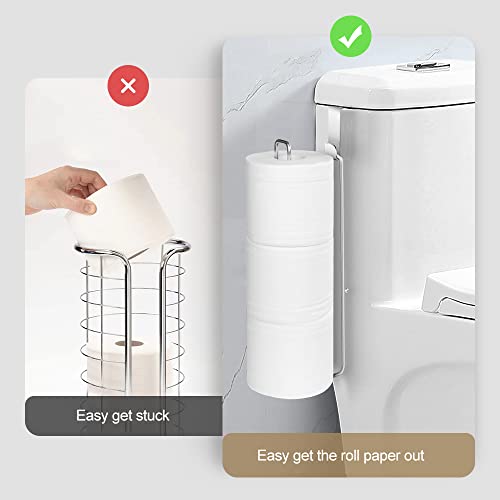 Bathroom Toilet Paper Roll Holder for 3 Roll Tissue, Brushed Nickel,Over The Tank Toilet Paper Holder,Self Adhesive Toilet Paper Holder Storage Wall Mount,Stainless Steel Toliet Paper Holder（2 Pcs） - color: B:hold 3 Rolls Tissue(2pcs)