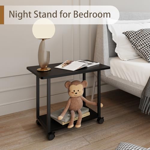MARTY 22"x15.75" Large Printer Stand Under Desk, Rolling Cart Printer Table | 2 Tier Rolling Printer Cart with Wheels, Storage Shelf, Fit Printer/Fax/3d/Scanner, For Home Office Dorms, Heavy Duty, Black - color: Black