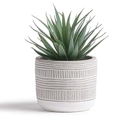 Kurrajong Farmhouse Artificial Plant | 8" Fake Plant for Desk Decor | Artificial Succulent in Pot | Fake Succulent | Faux Plant Indoor | Artificial Greenery for Shelf Decor