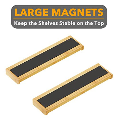 SpaceAid 30" Wide Kitchen Shelf Organizer for Stove, Magnetic Bamboo Spices Shelf for Home Stove Kitchen Storage Organization (Fit for Flat Top Only) - size: 30" Wide, Natural, 1-Tier