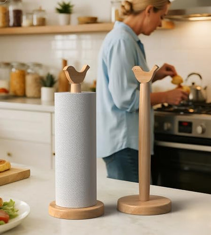 Cute Wooden Paper Towel Holder Stand - Kitchen Paper Hanger Rack Bathroom Towel Roll Stand Organizer Simply Standing Countertop Paper Roll Holder, Bird - size: Standard, style: Bird