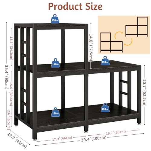METYERRY 5-Tier Mini Fridge Stand, Bakers Rack with Storage,Multi-Purpose Microwave Stand,Mini Fridge Cabinet,Mini Fridge Shelf for Office,Kitchen,Living Room,Coffee Bar,Black - color: Black