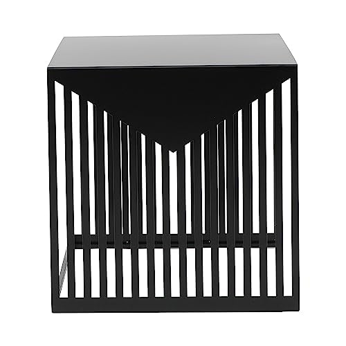 LeisureMod Mid-Century Design Square Side/End Table, Steel Powder Coated Finish, Perfect for Modern and Contemporary Living Space, Black - color: Black