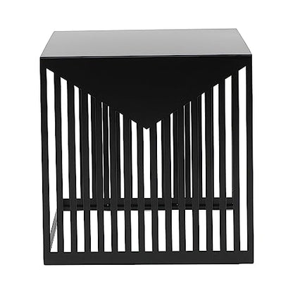 LeisureMod Mid-Century Design Square Side/End Table, Steel Powder Coated Finish, Perfect for Modern and Contemporary Living Space, Black - color: Black