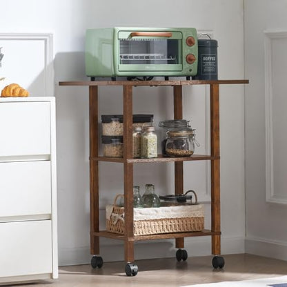 YUFAM 3 Tier Home Printer Stand with Storage, Brown | Wooden Mobile Printer Table Shelf, Rolling Printer Cart Shelf with Lockable Wheels fit Fax Machine, Scanner - color: Brown, size: 15.75"D×23.65"W×25.7"H