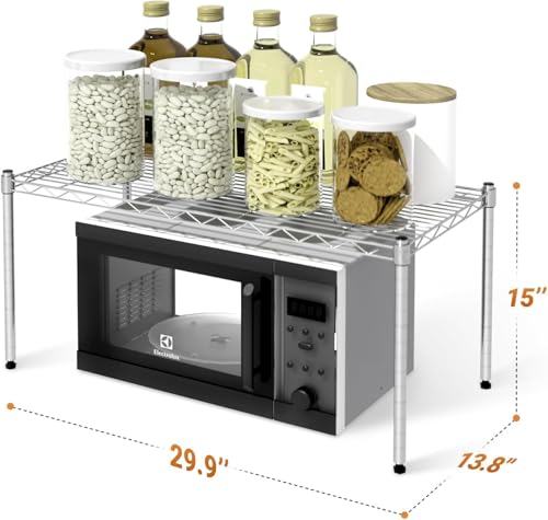 Simple Deluxe 1-Tier Shelving Unit, 29.92" W x 13.78" D x 14.96" H Steel Organizer Wire Rack, Chrome, 2 Pack - size: 1-Tier, 29.92"W x 13.78"D x 14.96"H, 2 Pack