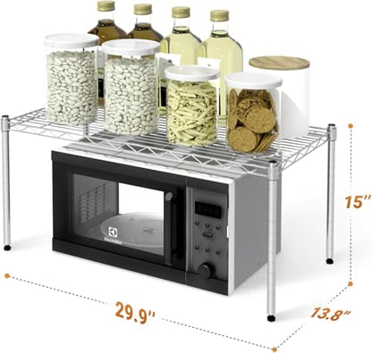Simple Deluxe 1-Tier Shelving Unit, 29.92" W x 13.78" D x 14.96" H Steel Organizer Wire Rack, Chrome, 2 Pack - size: 1-Tier, 29.92"W x 13.78"D x 14.96"H, 2 Pack