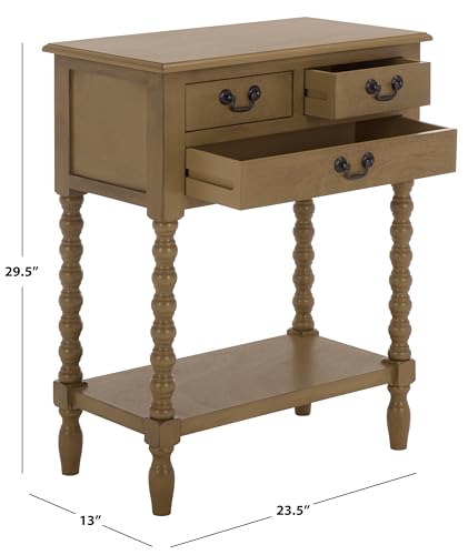 SAFAVIEH Furniture - Athena 3-Drawer Console Table - Desert Brown - Solid Wood - Farmhouse Classic Design - Ideal for Entryway, Living Room, Hallway, 23.5" W x 13" D x 29.5" H (CNS5703F) - color: Desert Brown