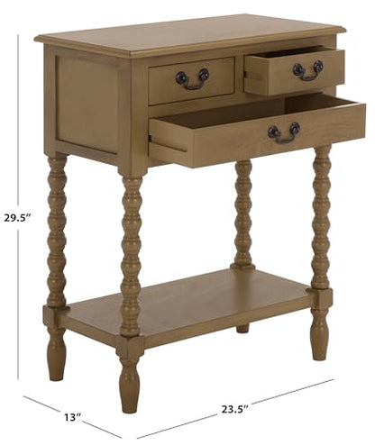 SAFAVIEH Furniture - Athena 3-Drawer Console Table - Desert Brown - Solid Wood - Farmhouse Classic Design - Ideal for Entryway, Living Room, Hallway, 23.5" W x 13" D x 29.5" H (CNS5703F) - color: Desert Brown