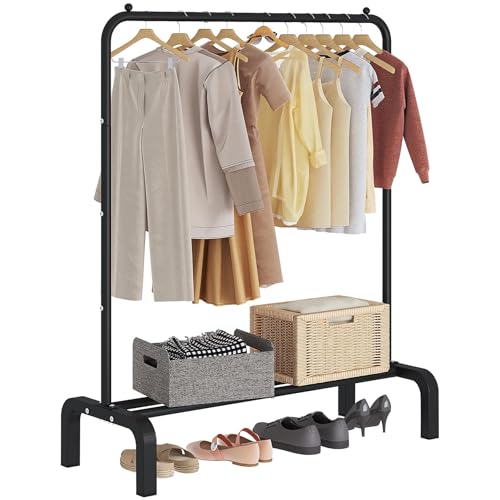 Garment Rack Clothing Clothes Rack for Clothes Organizing Black | Standard Metal 34 Inches Garment Rack with Bottom Shelf for Hanging Clothes Coats Jackets Shirts Sweaters Jeans Black - color: Black, size: 34"W x 16.7"D x 58"H without wheels