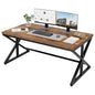 55” Computer Desk, Industrial Brown Home Office Desk Rustic Brown | Wooden Metal Executive Pc Computer Desk Table, Wood Student Gaming Study Computer Table for Bedroom Living Room - color: Rustic Brown Oak, size: 55 Inch
