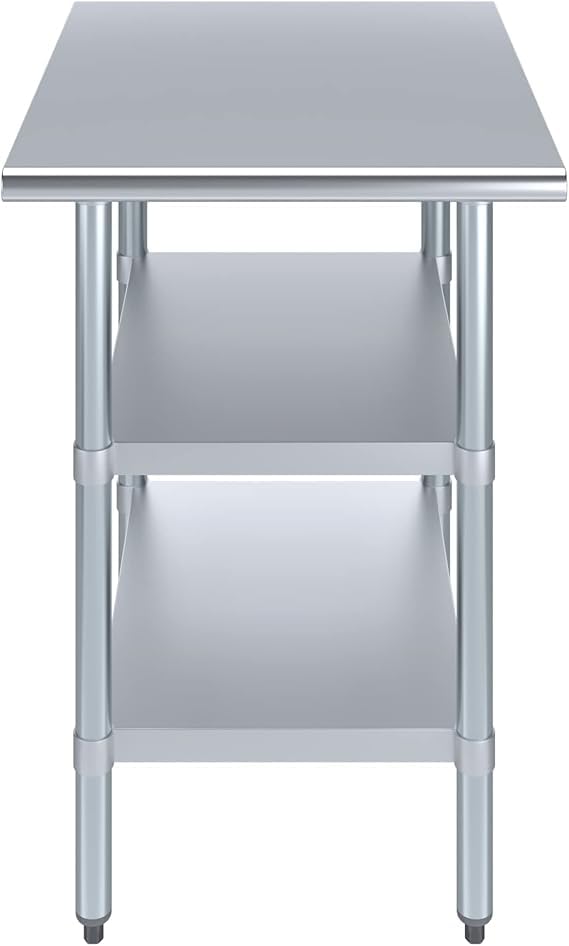 Stainless Steel Work Table with Double Undershelf – Commercial Prep Table for Kitchen, Restaurant, Bakery – NSF Certified (30 x 18) - size: 30x18