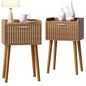 LAATOOREE Small Nightstands Set of 2, Side End Table, Bedside Table with Fluted Door, Solid Wood Feet; for Bedroom, Small Bed - color: Rustic Brown, style: Fluted Style
