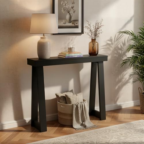 Plank+Beam Classic Console Table, 36 Inch, Black | Non-Toxic Finishes, Versatile Design, Elegant Details, Easy Assembly, Quick Setup, Solid Wood - color: Black, size: 36" Console Table