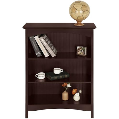 eHemco 3 Tier Bookcase with 2 Arched Supports, 40 Inches, Cherry - color: Cherry, size: 3 Tier