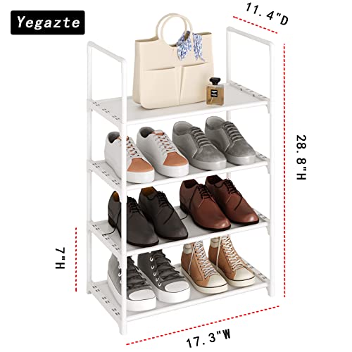 Upgrade Stackable Small Shoe Rack, 4-Tier Shoe Shelf Storage Organizer with Handle for Entryway, Hallway and Closet(White) - size: 4-Tier(White)-Small