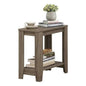 Pemberly Row 2-Tier Modern Wood End Table, Dark Taupe Brown Finish, Textured Wood-Like Design, 22 in H x 24 in W x 12 in D, Tapered Legs, Rustic Living Room/Bedroom/Office Accent Table - color: Dark Taupe