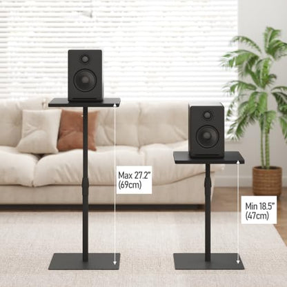 TUTOTAK Tall Side Table, Wide Top End Table, Adjustable Height Drink Table | Pedestal Table for Small Spaces, Accent Nightstand, livingroom, Bedroom, Black TB01BK097 - color: Black, size: 1 Pack, style: Square