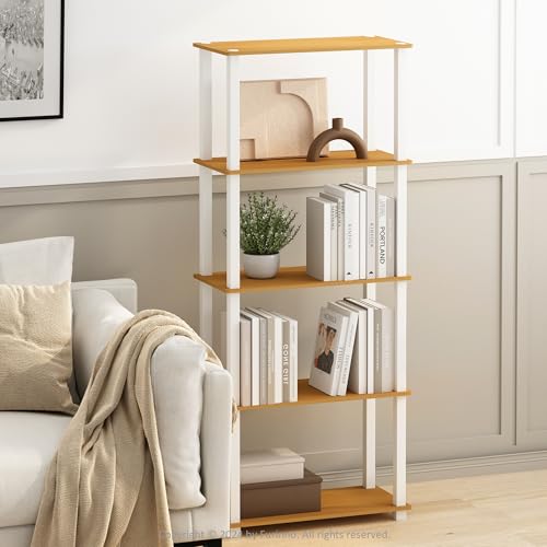 Furinno Turn-S-Tube Storage Shelves Set of 2, 3-Tier Book Shelf, Corner Shelf, Toolless Open Shelves, Square Tubes, for Organization and Storage, Living Room, Garage, Home Office, Beech - color: Beech/White, size: 2-Pack, 3-Tier Square Tube